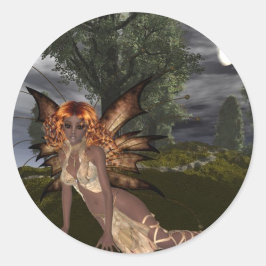 ナイトフェアリーデザイン1 -ファンタジー妖精シール ラウンドシール (正面)