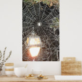 ナイトフォトアートのクモの巣 ポスター (キッチン)
