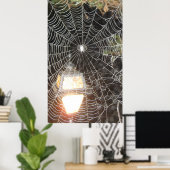 ナイトフォトアートのクモの巣 ポスター (ホームオフィス)