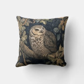 ナイトフォレストでバーレッドフクロウWilliam Morrisスタイル クッション (裏面)