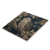 ナイトフォレストでバーレッドフクロウWilliam Morrisスタイル タイル (側面)