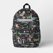 ナイトフォレストウッドランドアニマルズネイビーブルー プリントバックパック (正面)