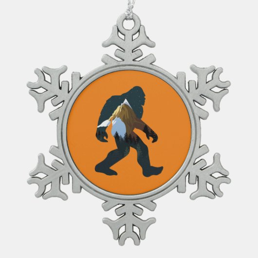 ナイトフォレストビッグフット スノーフレークピューターオーナメント (正面)