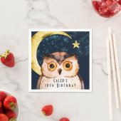 ナイトフクロウかわいいスランバーバースデーパーティー スタンダードカクテルナプキン (インサイチュ)