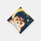 ナイトフクロウかわいいスランバーバースデーパーティー スタンダードカクテルナプキン (角)