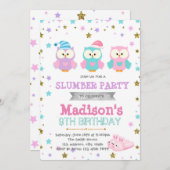 ナイトフクロウのパーティー誕生日の招待 招待状 (正面/裏面)