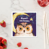 ナイトフクロウパープルスリーバースランバーバースデーパーティー スタンダードカクテルナプキン (インサイチュ)