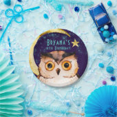 ナイトフクロウパープルスリーバースランバーバースデーパーティー ペーパープレート (パーティー)