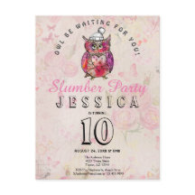 ナイトフクロウ誕生日スランバーパーティの招待状