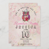 ナイトフクロウ誕生日スランバーパーティー 招待状 (正面/裏面)