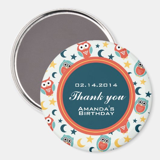 ナイトフクロウ誕生日パーティーありがとう磁石 マグネット (正面/裏面)