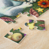 ナイトフクロウ、フクロウとプッシェット、フォークアートキャット ジグソーパズル (側面)