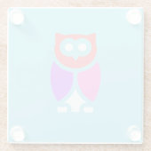 ナイトフクロウ、美しいピンクと赤、抽象芸術アートポップ・アートの ガラスコースター (裏面)