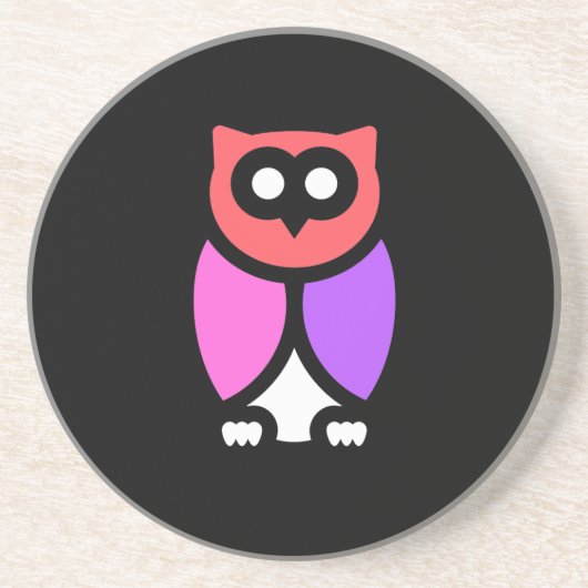 ナイトフクロウ、美しいピンクと赤、抽象芸術アートポップ・アートの コースター (正面)