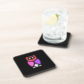 ナイトフクロウ、美しいピンクと赤、抽象芸術アートポップ・アートの コースター (右側)