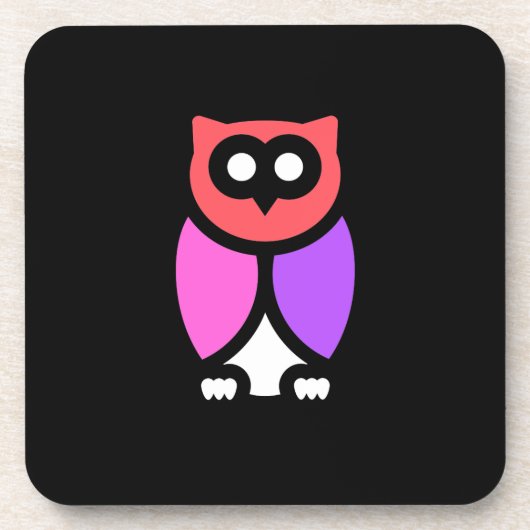 ナイトフクロウ、美しいピンクと赤、抽象芸術アートポップ・アートの コースター (正面)