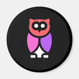 ナイトフクロウ、美しいピンクと赤、抽象芸術アートポップ・アートの マグネット