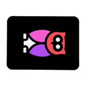 ナイトフクロウ、美しいピンクと赤、抽象芸術アートポップ・アートの マグネット (横)