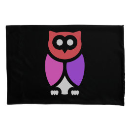 ナイトフクロウ、美しいピンクと赤、抽象芸術アートポップ・アートの 枕カバー