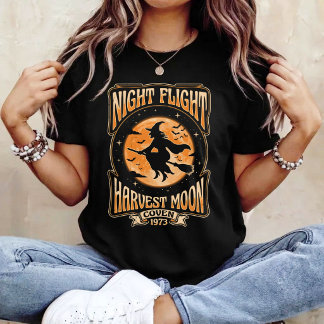 ナイトフライトハーベストムーンレトロマジック女子Tシャツ Tシャツ