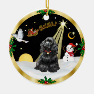 ナイトフライトブラックコッカースパニエル犬 セラミックオーナメント