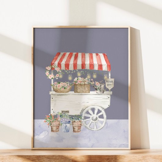 ナイトフラワーマーケットウォーターカラーコテージコアアート ポスター