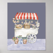 ナイトフラワーマーケットウォーターカラーコテージコアアート ポスター (正面)