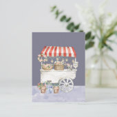 ナイトフラワーマーケットウォーターカラーコテージコアアート ポストカード (スタンド正面)