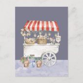 ナイトフラワーマーケットウォーターカラーコテージコアアート ポストカード (正面)