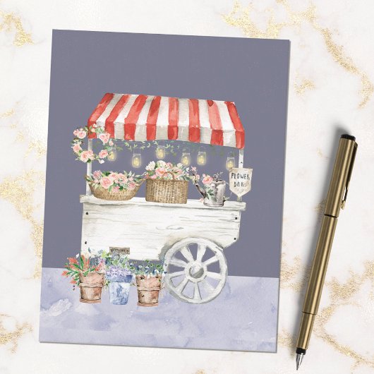 ナイトフラワーマーケットウォーターカラーコテージコアアート ポストカード