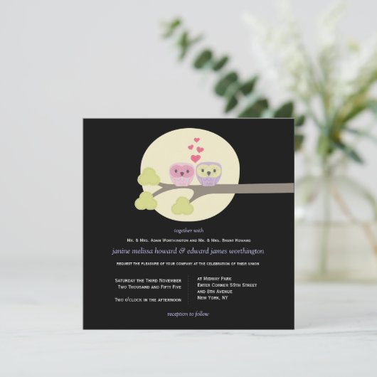 ナイトフ結婚ローズカワイトイラストレーション招待状 招待状 (スタンド正面)