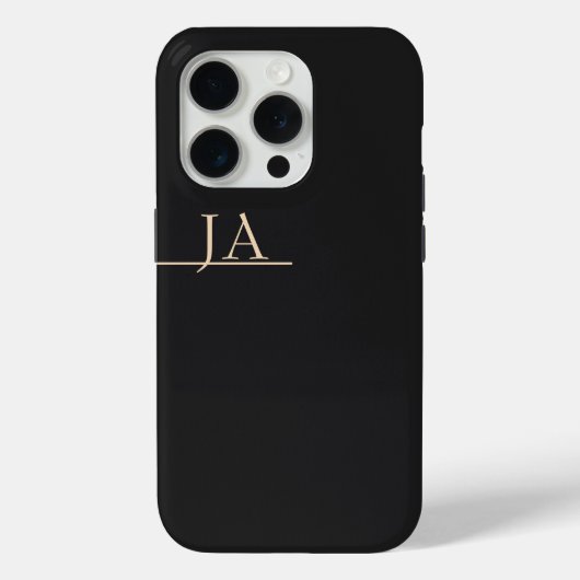 ナイトブラック無地アプリコットベージュイニシャル Case-Mate iPhoneケース (裏面)