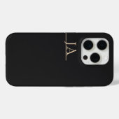 ナイトブラック無地アプリコットベージュイニシャル Case-Mate iPhoneケース (裏面 (横))