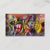 ナイトブルーの馬のライダーティール（緑がかった色）、金ゴールドのキラキラ 名刺 (裏面)