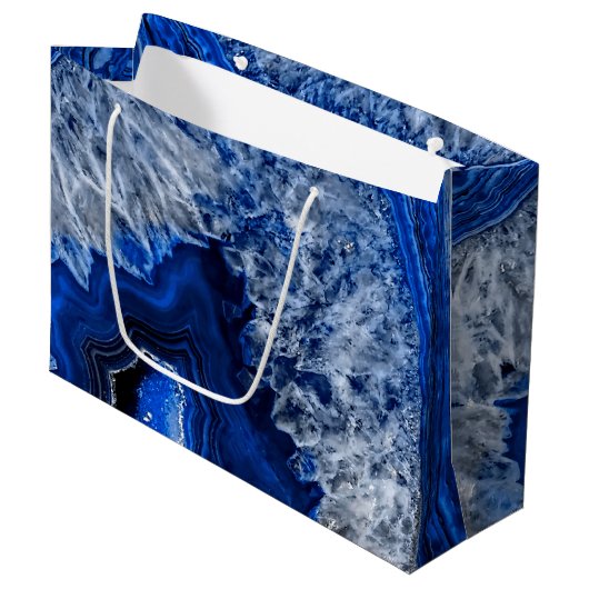 ナイトブルーインディゴアゲートミネラルクォーツジェムストーン ラージペーパーバッグ (正面アングル)