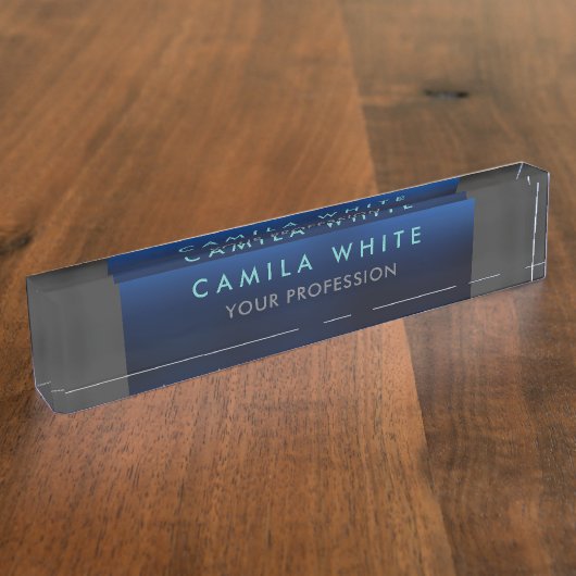 ナイトブルーエレガントプロフェッショナルクラスビジネス デスクネームプレート (側面)