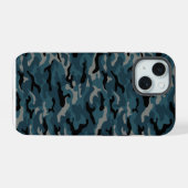 ナイトブルーカモフラージュ iPhone 15ケース (裏面横)