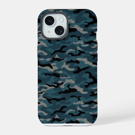 ナイトブルーカモフラージュ iPhone 15ケース (裏面)