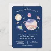ナイトブルーギャラクシー宇宙月星ベビーシャワー 招待状 (正面)