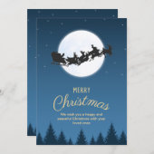 ナイトブルーシンプルサンタクロースがメリークリスマスを切った 招待状 (正面/裏面)