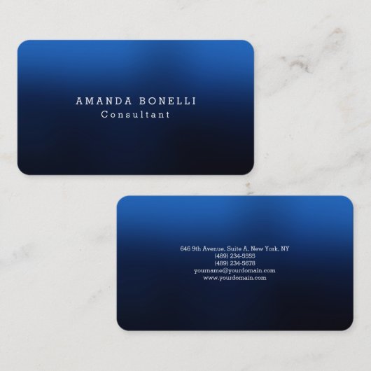 ナイトブループロフェッショナルミニマルモダンリストプレーン 名刺 (正面/裏面)