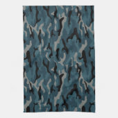 ナイトブルー迷彩柄カモフラージュ キッチンタオル (縦)