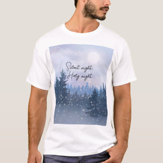 ナイトホリ静かーナイト魔法冬イラストレーション Tシャツ