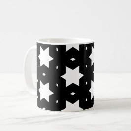 ナイトホワイトブラックスター形状パターン コーヒーマグカップ