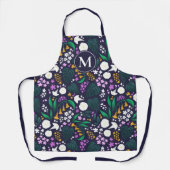 ナイトムーンガーデンフローラ植物模様 エプロン (正面)