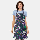 ナイトムーンガーデンフローラ植物模様 エプロン (着用した状態)