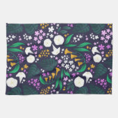 ナイトムーンガーデンフローラ植物模様 キッチンタオル (横)