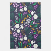 ナイトムーンガーデンフローラ植物模様 キッチンタオル (縦)