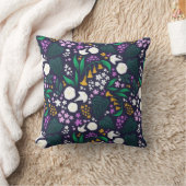 ナイトムーンガーデンフローラ植物模様 クッション (ブランケット)