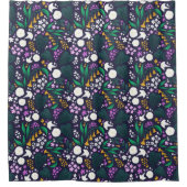 ナイトムーンガーデンフローラ植物模様 シャワーカーテン (正面)